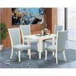 Pemberly Row 5-Piece Wood Table and Chair Set in White and Baby Blue