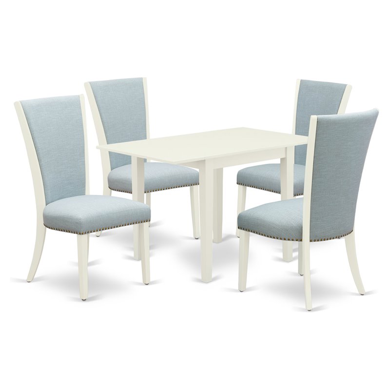 Pemberly Row 5-Piece Wood Table and Chair Set in White and Baby Blue