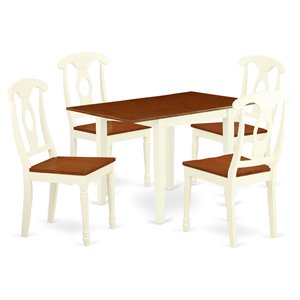 Pemberly Row 5-Piece Wood Dining Set with Napoleon Back in Cherry Finish