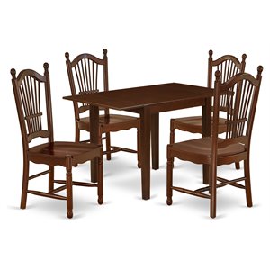 Pemberly Row 5-Piece Wood Dining Table Set in Mahogany Finish