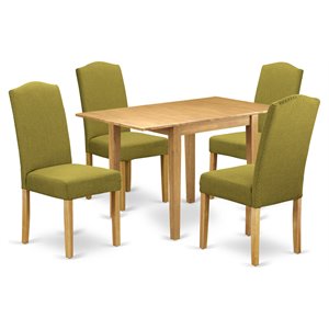 Pemberly Row 5-Piece Dining Set with Linen Fabric in Light Pickle