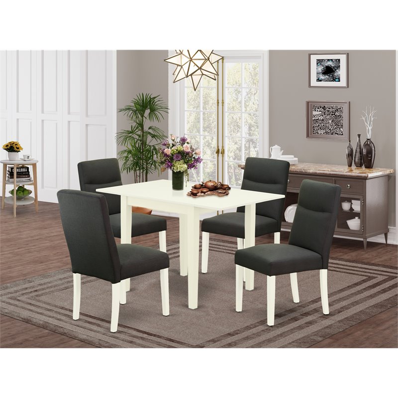 Pemberly Row 5-Piece Wood Dining Set in Linen White and Dark Gotham Gray