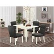 Pemberly Row 5-Piece Wood Dining Set in Linen White and Dark Gotham Gray