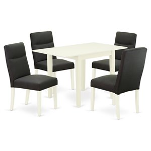 Pemberly Row 5-Piece Wood Dining Set in Linen White and Dark Gotham Gray