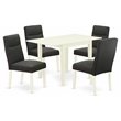 Pemberly Row 5-Piece Wood Dining Set in Linen White and Dark Gotham Gray