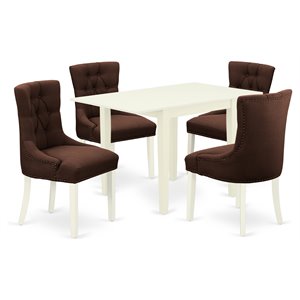 Pemberly Row 5-Piece Wood Dining Set with Chocolate Linen Upholstery