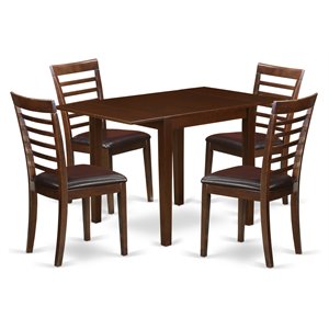 Pemberly Row 5-Piece Mahogany Dining Set with Faux Leather Chairs