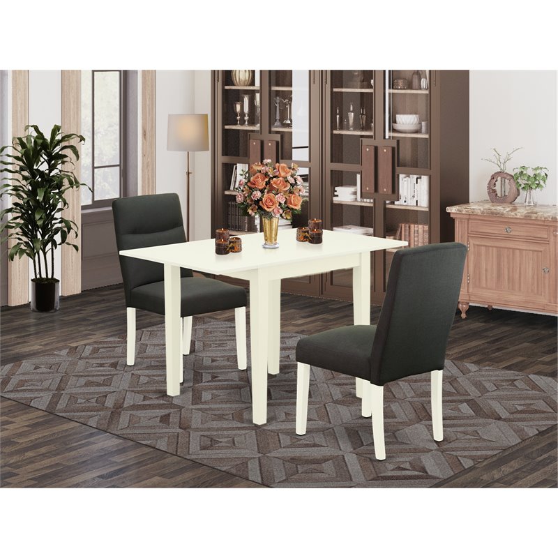 Pemberly Row 3-Piece Wood Dining Set in White and Dark Gotham Gray