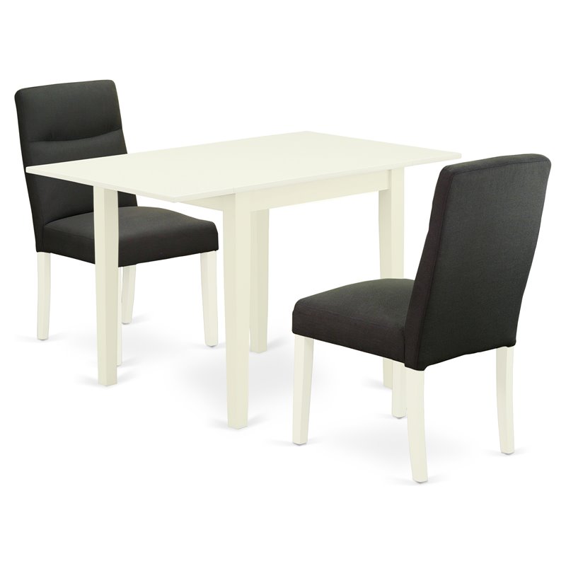 Pemberly Row 3-Piece Wood Dining Set in White and Dark Gotham Gray