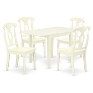 Pemberly Row 5-Piece Wood Dining Set with Napoleon Back Chairs in White