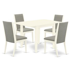 Pemberly Row 5-Piece Wood Kitchen Table Set in Linen White Finish