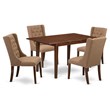 Pemberly Row 5-Piece Wood Dining Set in Mahogany with Upholstered Chairs