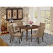 Pemberly Row 5-Piece Wood Dining Set in Mahogany with Upholstered Chairs