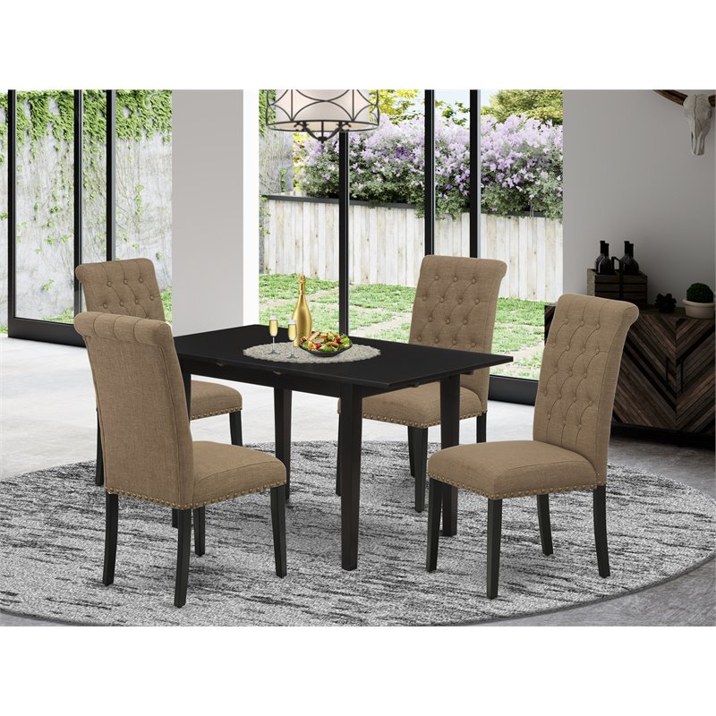 Pemberly Row 5-Piece Wood Dinette Set in Black with Rubber Wood