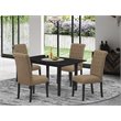 Pemberly Row 5-Piece Wood Dinette Set in Black with Rubber Wood