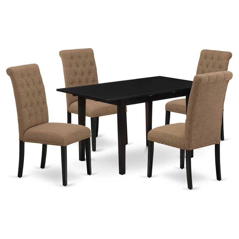 Pemberly Row 5-Piece Wood Dinette Set in Black with Rubber Wood