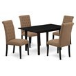 Pemberly Row 5-Piece Wood Dinette Set in Black with Rubber Wood