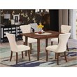 Pemberly Row 5-Piece Wood Dinette Set with Mahogany Table and Beige Chairs