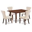 Pemberly Row 5-Piece Wood Dinette Set with Mahogany Table and Beige Chairs