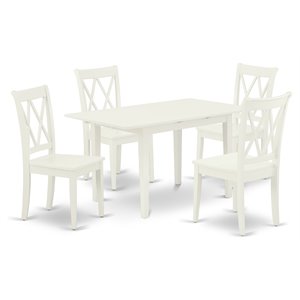 Pemberly Row 5-Piece Dining Set with Double X-Back Chairs in White