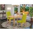 Pemberly Row 3-Piece Wood Dining Set with Oak Finish and Green Chairs