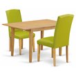 Pemberly Row 3-Piece Wood Dining Set with Oak Finish and Green Chairs