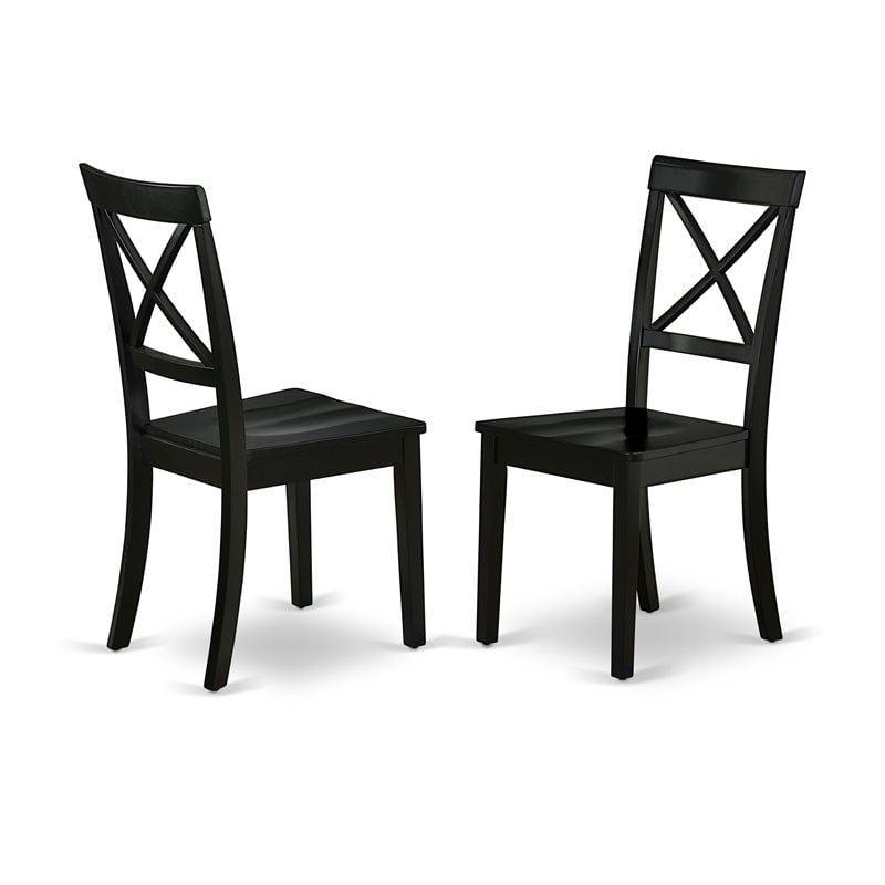 Pemberly Row 5-Piece Wood Dining Set with X-Back Chairs in Black Finish