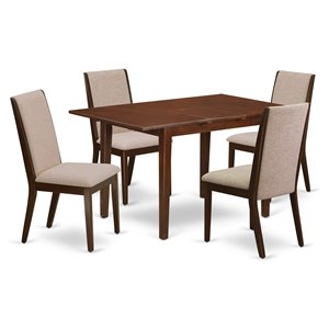 Pemberly Row 5-Piece Wood Kitchen Dining Set in Mahogany and Light Tan