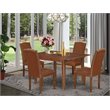 Pemberly Row 5-Piece Wood Dining Set in Mahogany with PU Leather Chairs