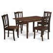 Pemberly Row 5-Piece Mahogany Dining Set with Slatted Chairs and Wood Seats