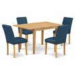 Pemberly Row 5-Piece Wood Dining Set in Oak Finish with Oasis Chairs