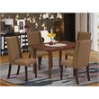 Pemberly Row 5-Piece Wood Dining Set in Mahogany with Upholstered Chairs