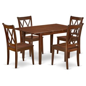 Pemberly Row 5-Piece Mahogany Wood Dining Set with Double X Back Chairs