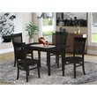 Pemberly Row 5-Piece Black Dining Set with Slatted Back Chairs and Table