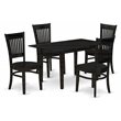 Pemberly Row 5-Piece Black Dining Set with Slatted Back Chairs and Table
