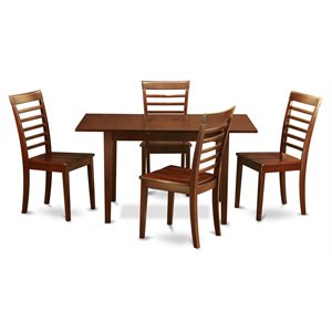 Pemberly Row 5-Piece Mahogany Dining Set with Extension Leaf Table