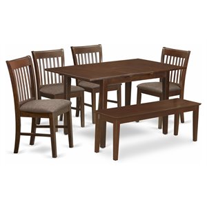 Pemberly Row 6-Piece Mahogany Dining Set with Extension Leaf