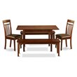 Pemberly Row 5-Piece Wood Dining Set with 2 Benches in Mahogany Finish
