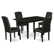 Pemberly Row 5-Piece Wood Dining Set with High-Back Parsons Chairs in Black