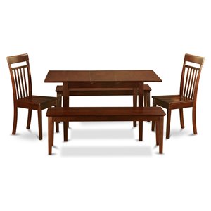 Pemberly Row 5-Piece Wood Kitchen Table Set with Extension Leaf in Mahogany
