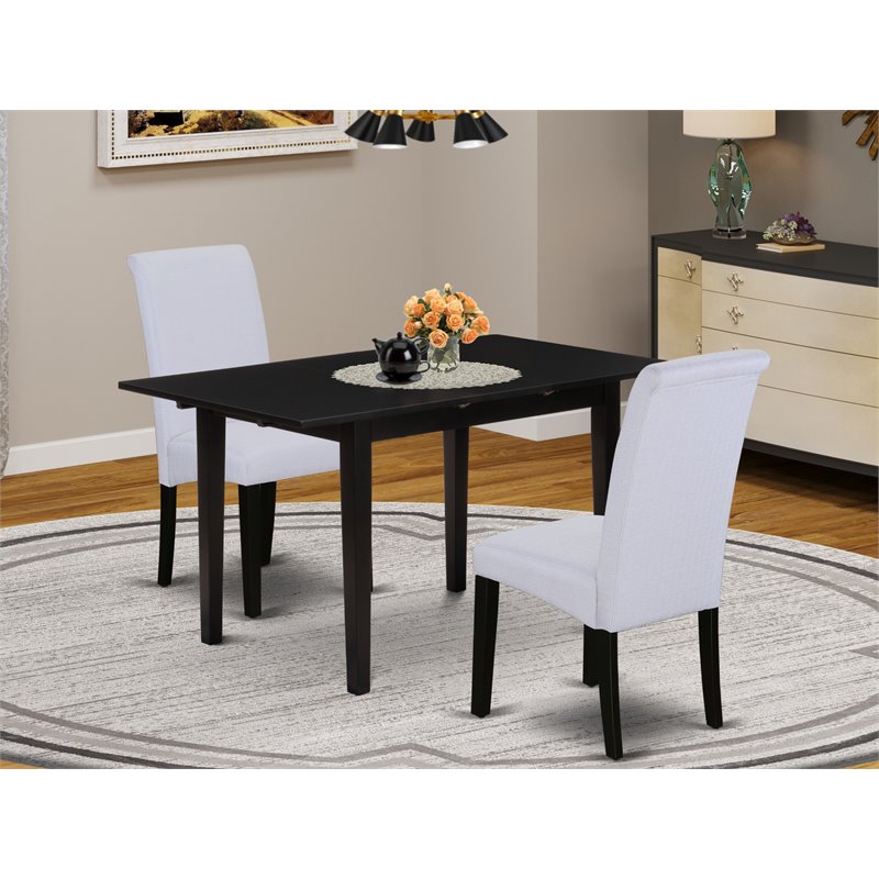 Pemberly Row 3-Piece Wood Dining Set in Black and Gray Upholstery