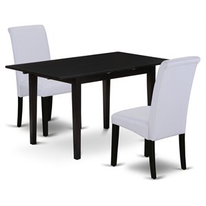 Pemberly Row 3-Piece Wood Dining Set in Black and Gray Upholstery
