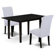 Pemberly Row 3-Piece Wood Dining Set in Black and Gray Upholstery