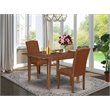 Pemberly Row 3-Piece Wood Dining Set in Mahogany with 2 PU Leather Chairs