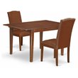 Pemberly Row 3-Piece Wood Dining Set in Mahogany with 2 PU Leather Chairs