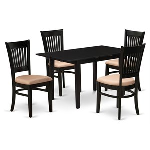 Pemberly Row 5-Piece Black Wood Dining Table Set with Butterfly Leaf