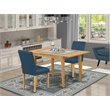 Pemberly Row 3-Piece Wood Dinette Set with Oasis Leather Chairs in Oak