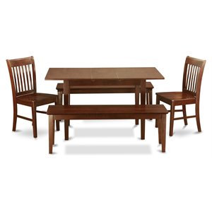 Pemberly Row 5-Piece Wood Dining Set with Extension Leaf in Mahogany
