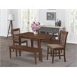 Pemberly Row 5-Piece Wood Dining Set with Benches in Mahogany Finish