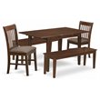 Pemberly Row 5-Piece Wood Dining Set with Benches in Mahogany Finish